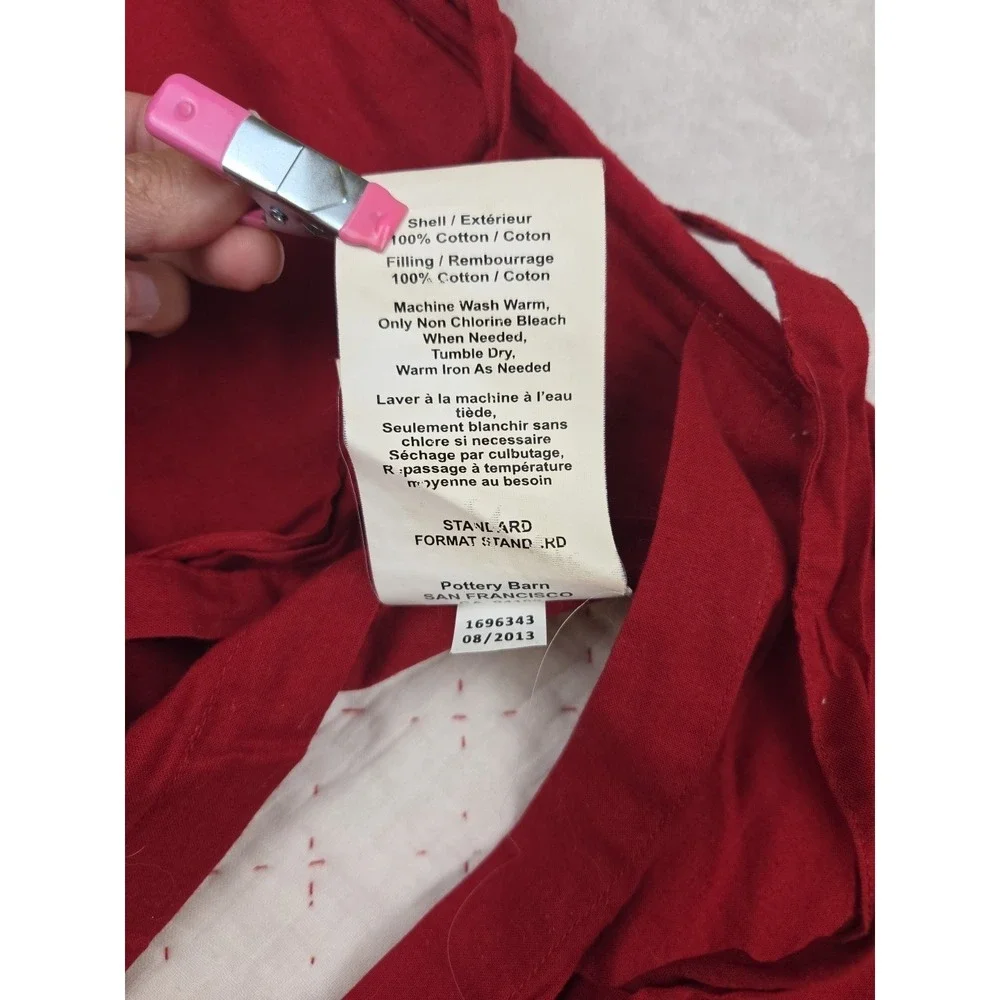 2 Pottery Barn Georgia Quilted Paisley Pillow‎ Shams Pink Red Standard
